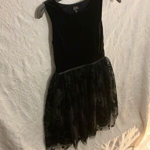 Velvet layered with silver and black lace.